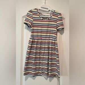 Fitflop Girls' Short Sleeve Striped Dress - White with Rainbow Stripes